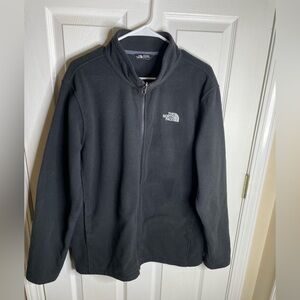 The North Face TNF Mens Fleece Jacket Black Full Zip Up Coat Soft Shell Size XL